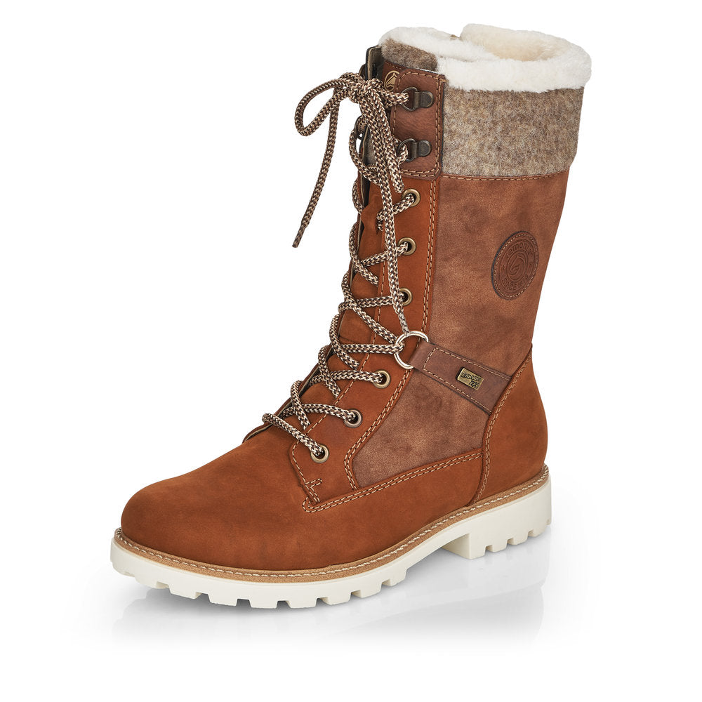 Remonte Suede Leather Women's Mid Height D8474-22 Mid-Height Boots - Brown Combination