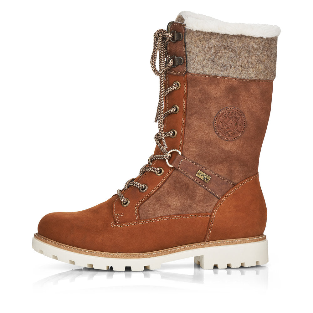 Remonte Suede Leather Women's Mid Height D8474-22 Mid-Height Boots - Brown Combination PP0f4BPS