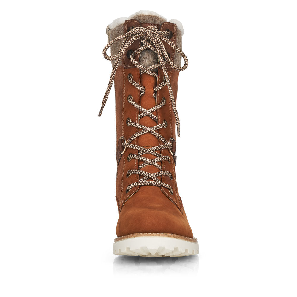 Remonte Suede Leather Women's Mid Height D8474-22 Mid-Height Boots - Brown Combination PP0f4BPS