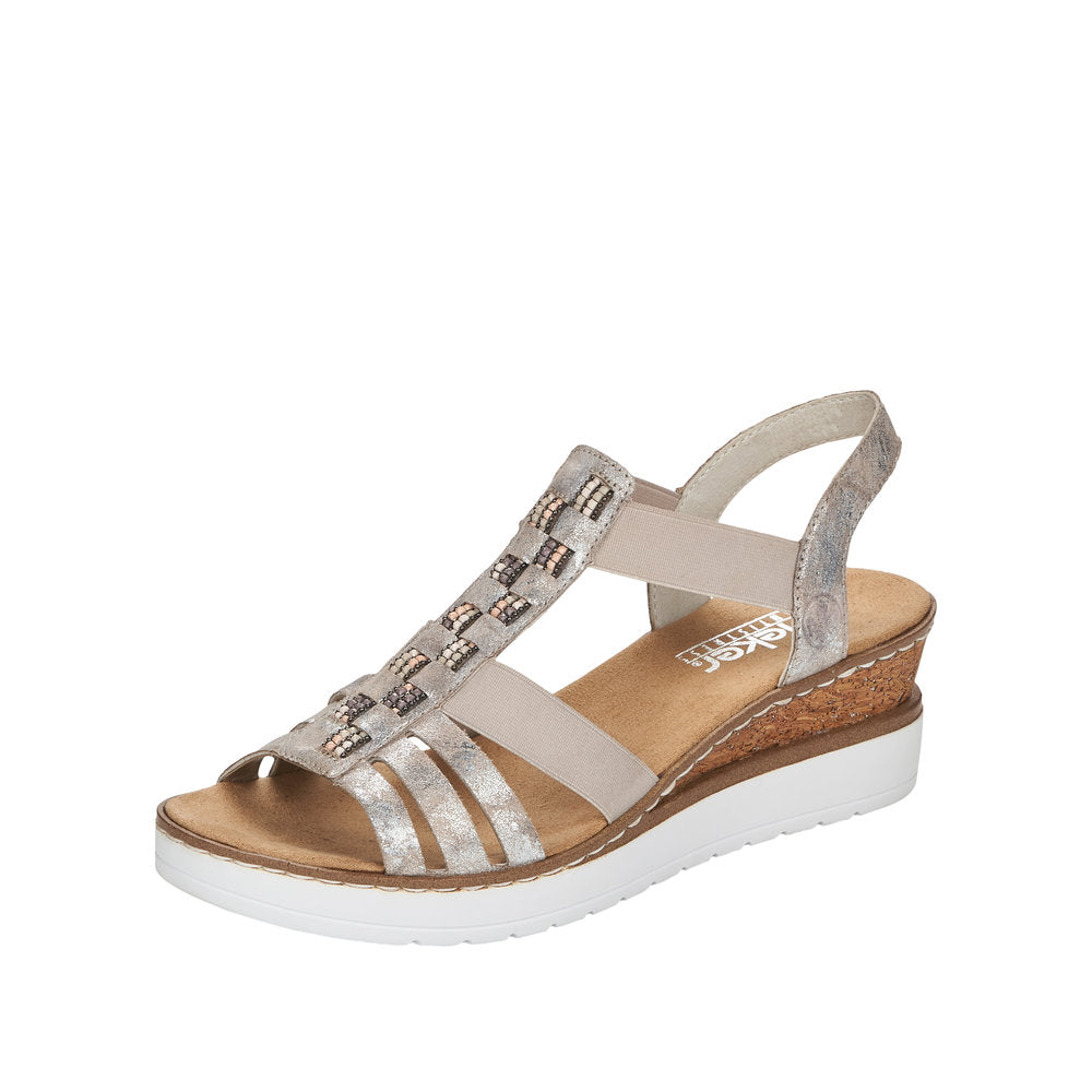 Rieker Women's Style V3822 Dress Sandal - Metallic