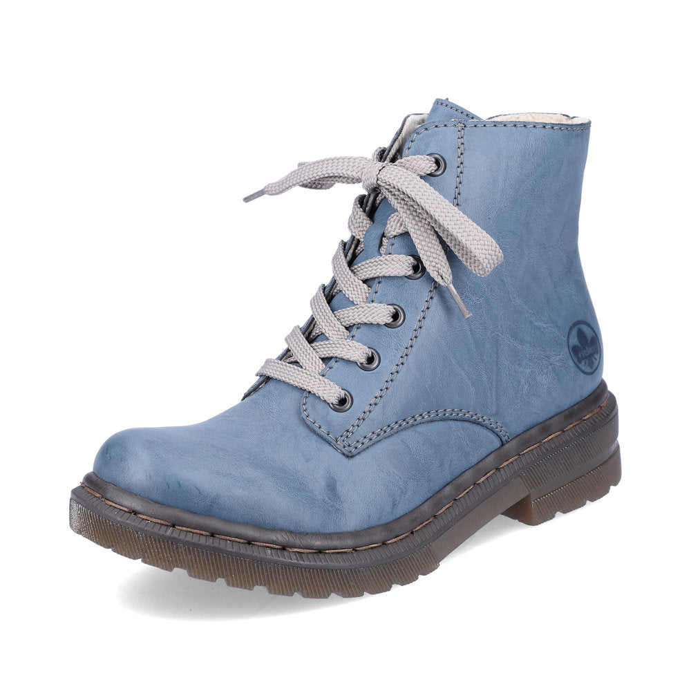 Rieker Synthetic Leather Women's Short 78240 Ankle Boots - Blue