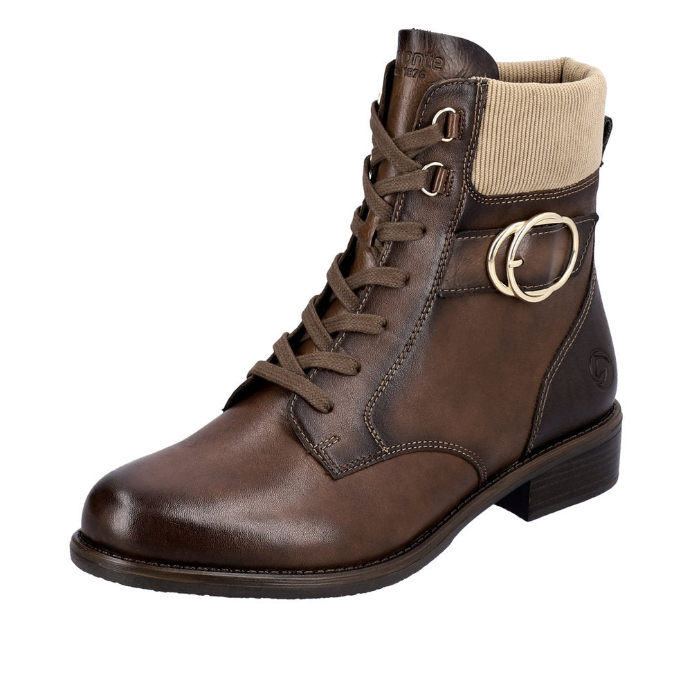 Remonte Leather Women's Mid Height D0F76 Mid-Height Boots - Brown Combination