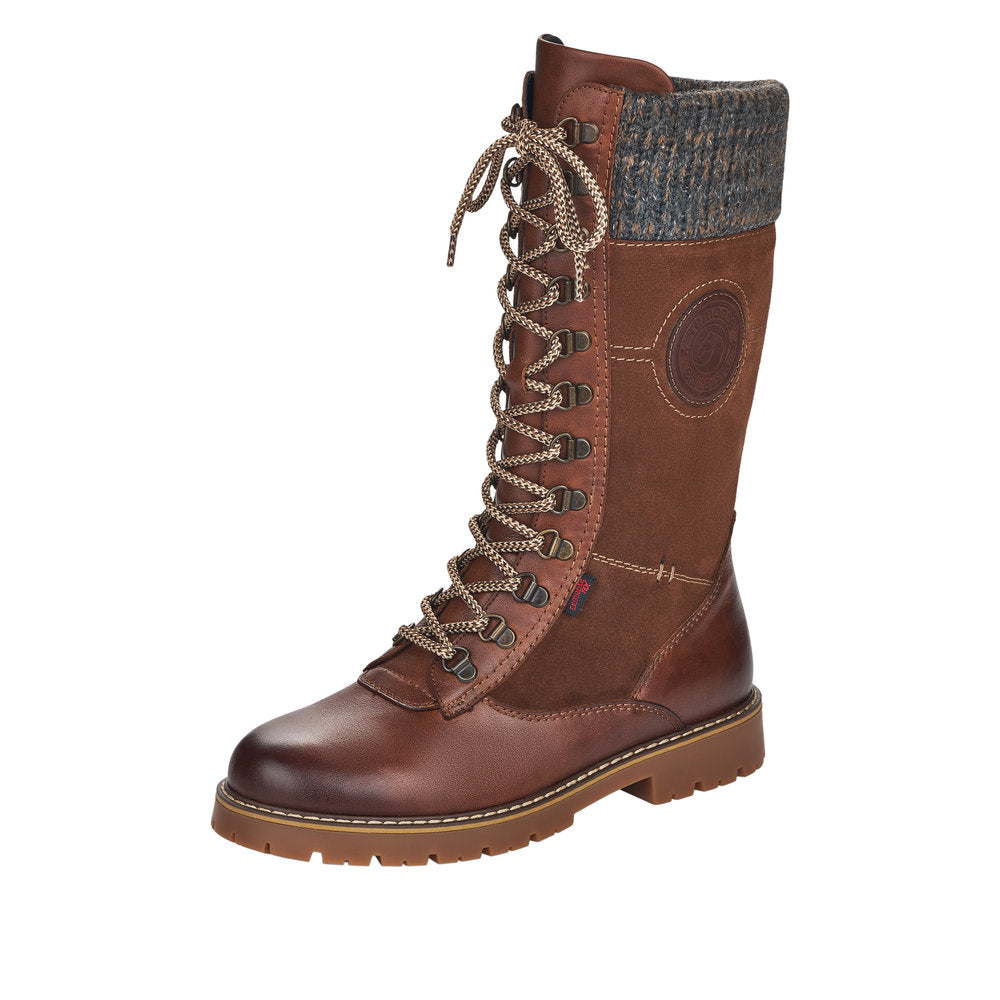 Remonte Suede Leather Women's' Tall D9375 Tall Boots Athleisure Boots - Brown Combination