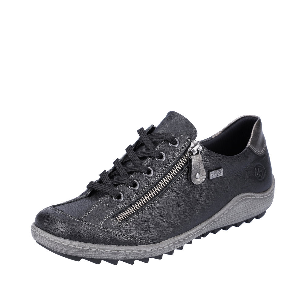 Remonte Women's Style R1402 Casual Lace-Up With Zip - Black Combination