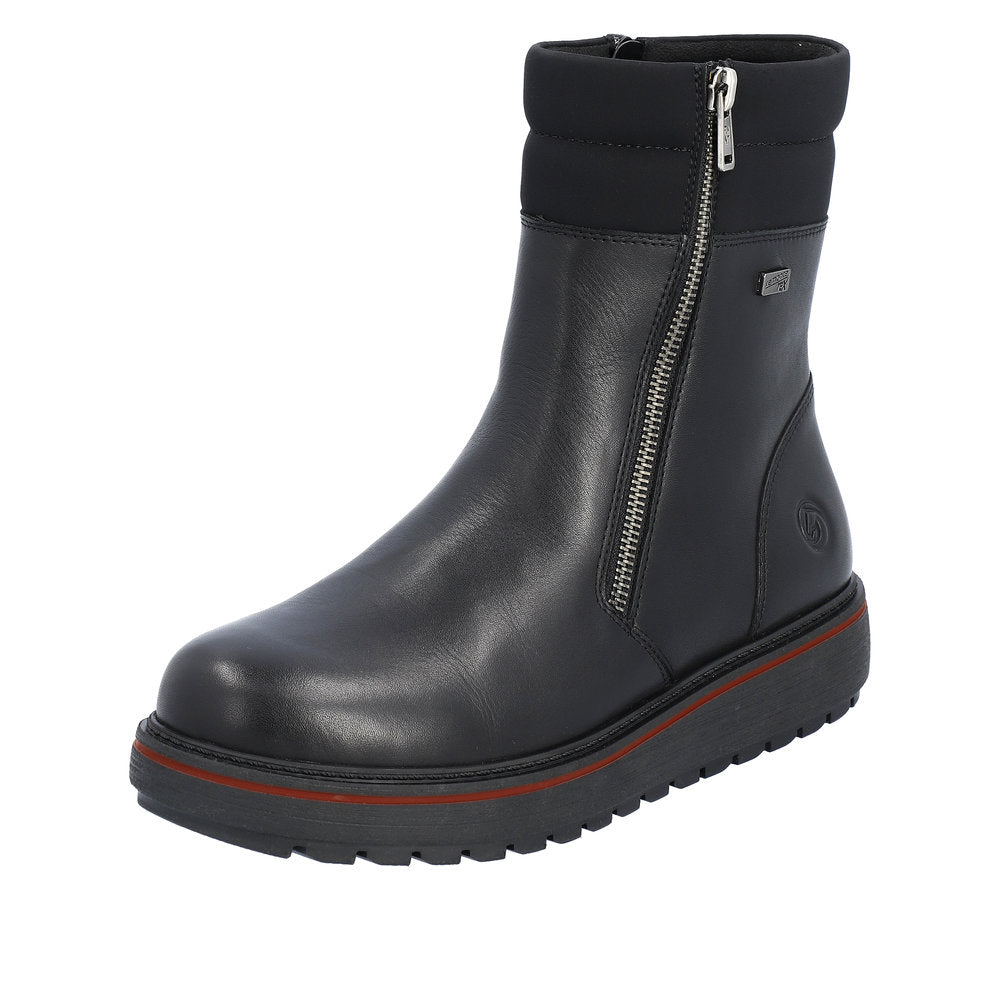 Remonte Leather Women's Mid Height D0U73 Mid-Height Bootsflip Grip - Black
