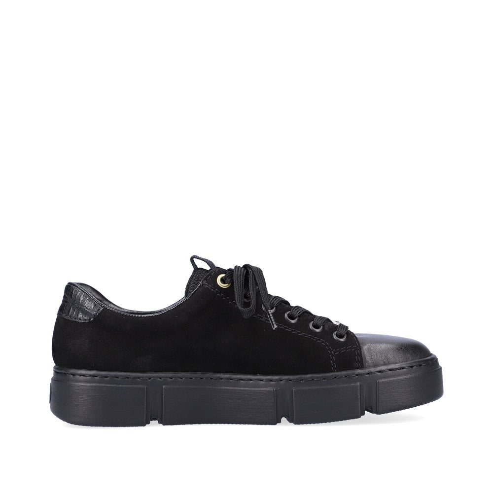 Rieker Women's Style N5932 Athletic Lace-Up With Zip - Black BFankIsm
