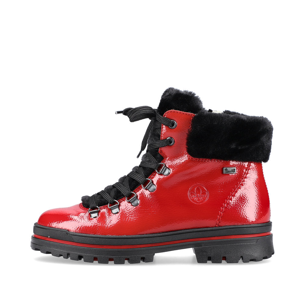Rieker Suede Leather Women's Short Z5420 Ankle Boots Flip Grip - Red 7i9PMVJa