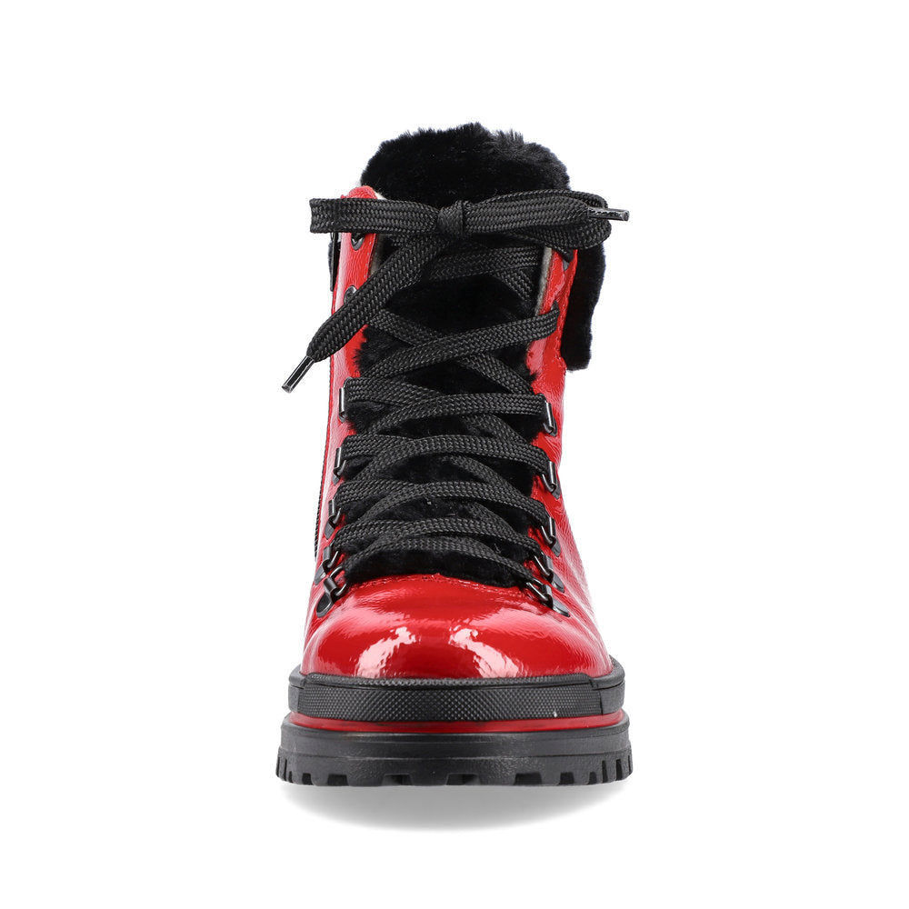 Rieker Suede Leather Women's Short Z5420 Ankle Boots Flip Grip - Red 7i9PMVJa