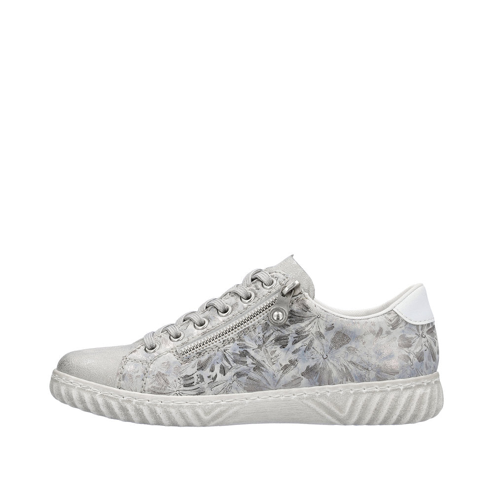 Rieker Women's Style N0900 Athletic Lace-Up With Zip - Silver\/Platinum fuURMWj1