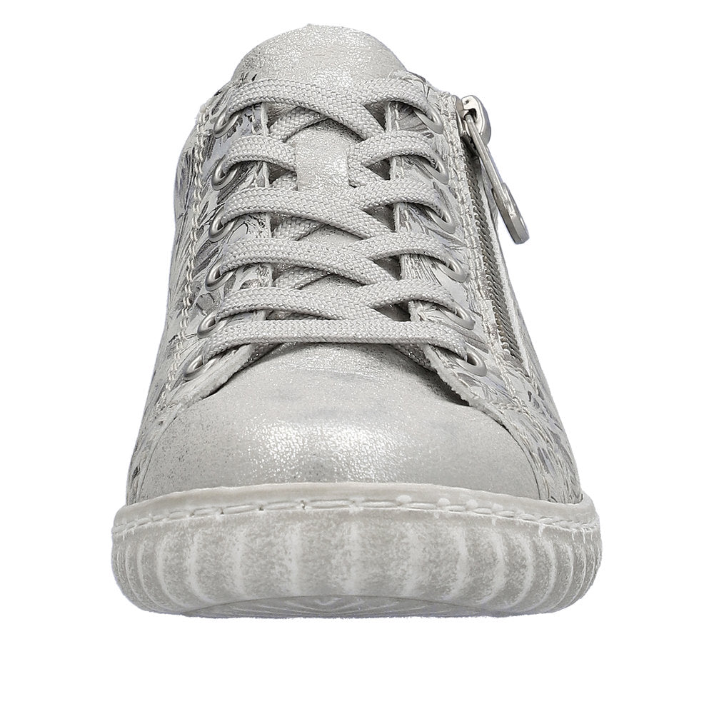 Rieker Women's Style N0900 Athletic Lace-Up With Zip - Silver\/Platinum fuURMWj1