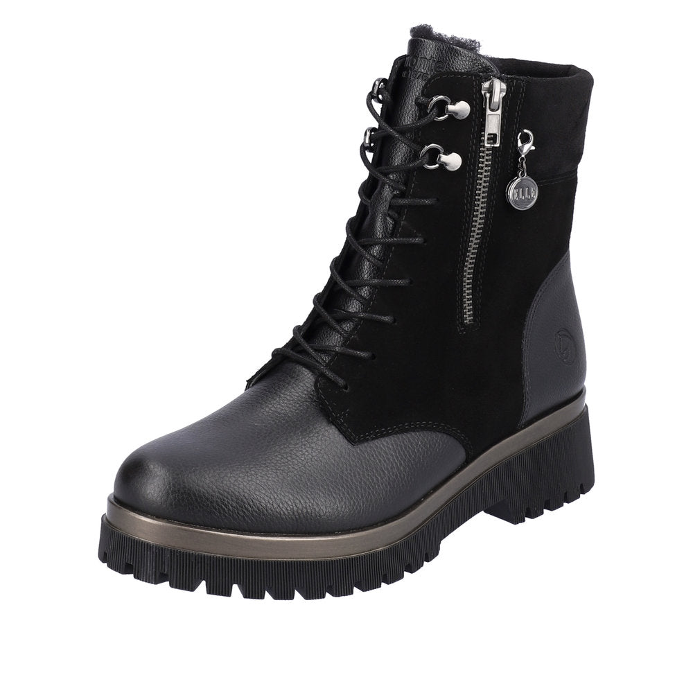 Remonte Suede Leather Women's Mid Height D1B73 Mid-Height Boots - Black