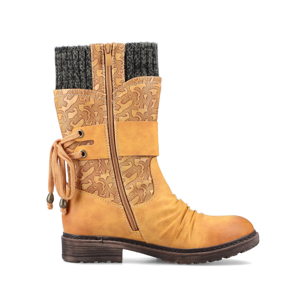 Rieker Synthetic Leather Women's Mid Height 94783 Mid-Height Boots - Yellow Combination u0OlCuec