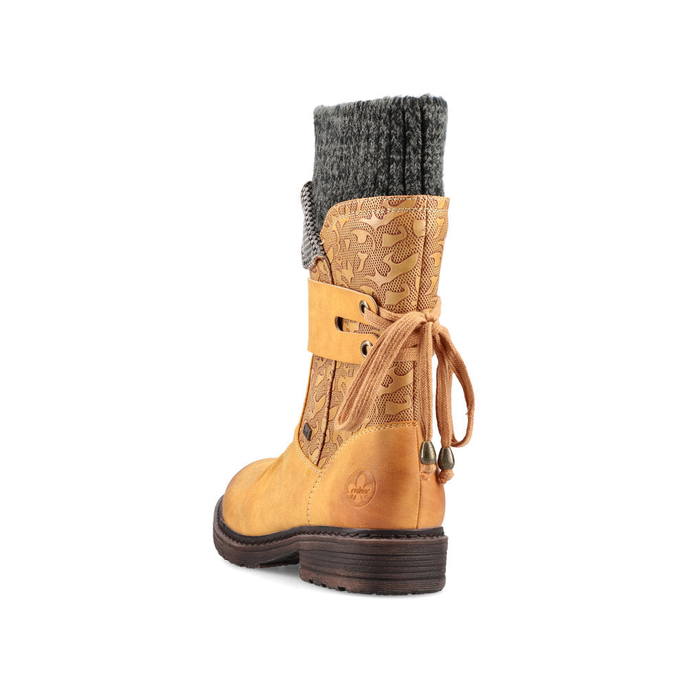 Rieker Synthetic Leather Women's Mid Height 94783 Mid-Height Boots - Yellow Combination u0OlCuec