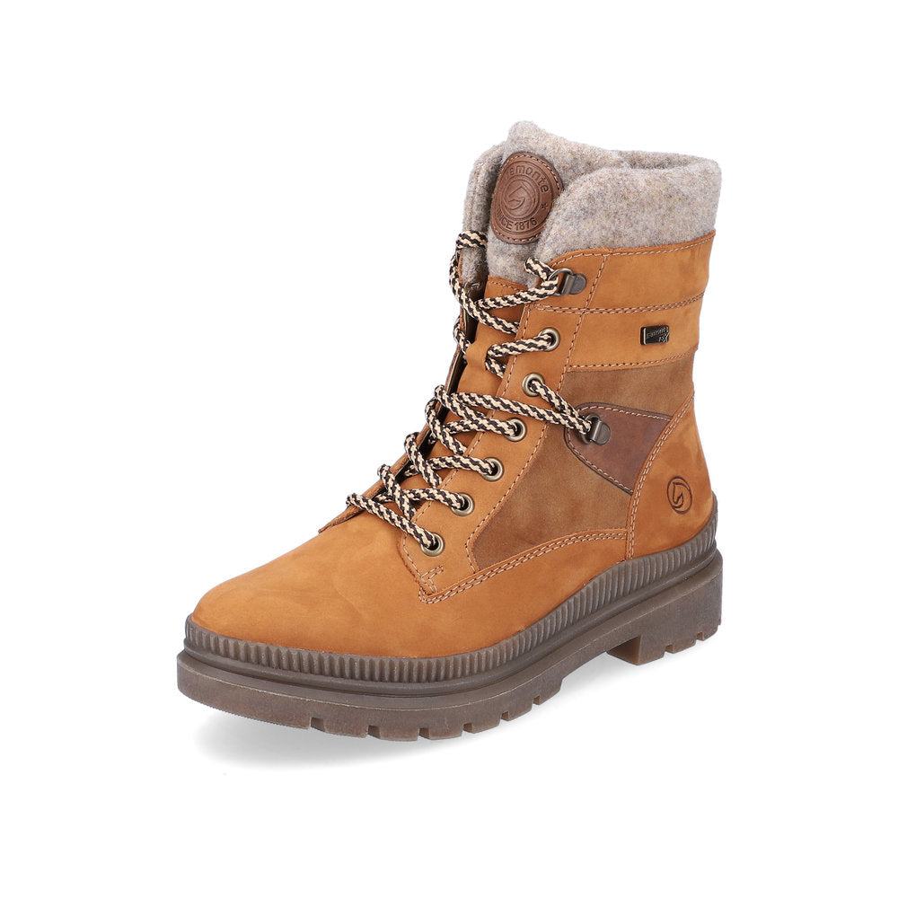 Remonte Suede Leather Women's Mid Height D0C77 Mid-Height Bootsfiber Grip - Brown