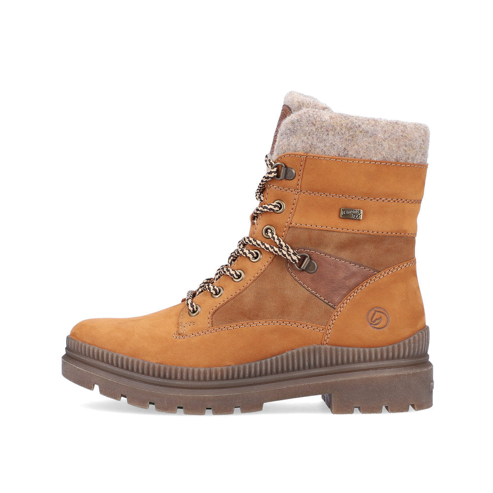 Remonte Suede Leather Women's Mid Height D0C77 Mid-Height Bootsfiber Grip - Brown alvZHZzy