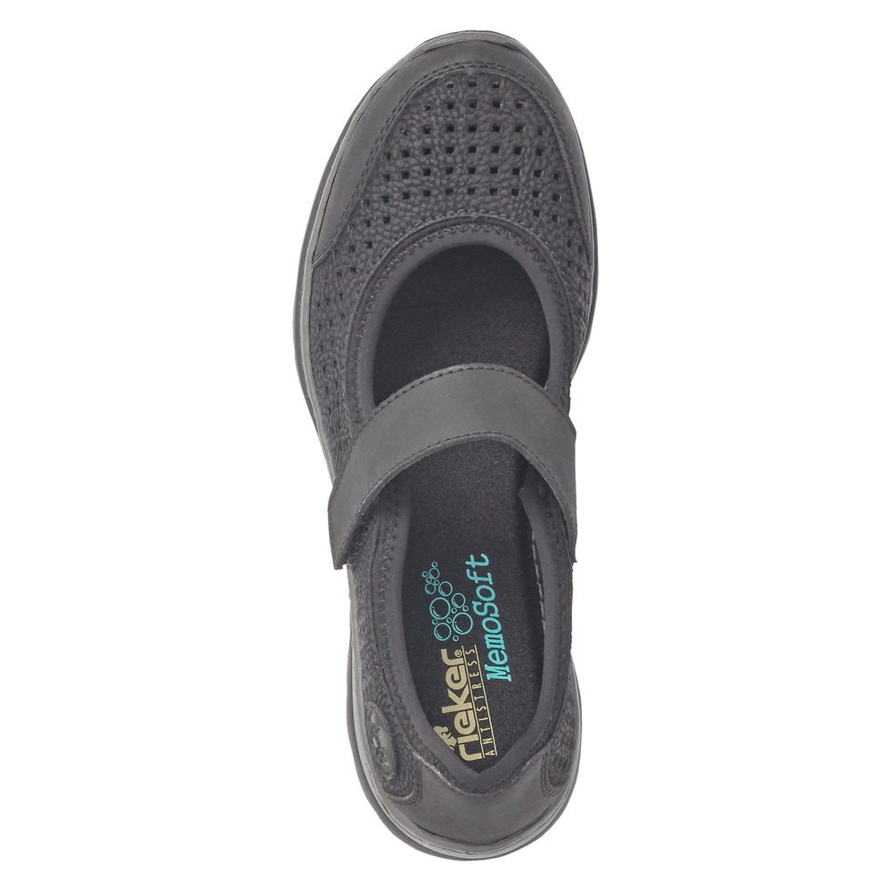 Rieker Women's Style L32B5 Casual Ballerina With Strap - Black Eahn2Qn3