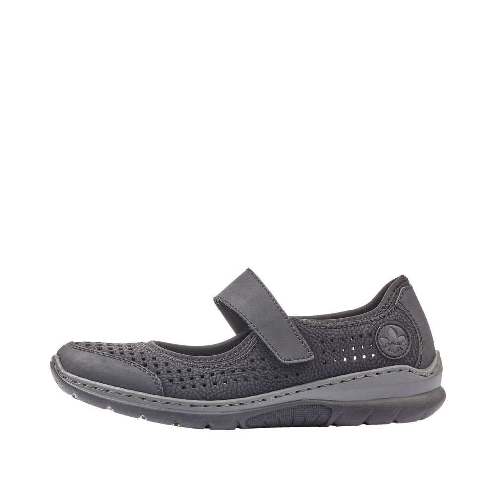 Rieker Women's Style L32B5 Casual Ballerina With Strap - Black Eahn2Qn3
