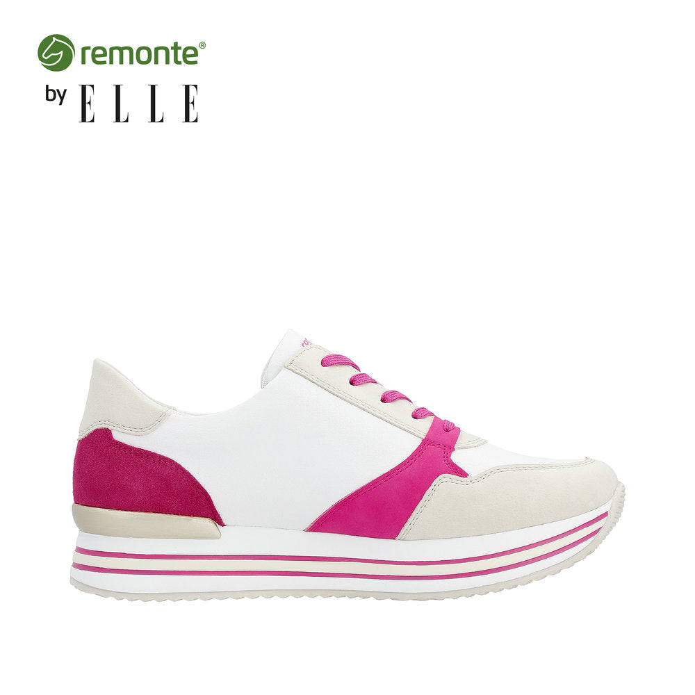 Remonte Women's Style D1323 Athletic Lace-Up With Zip - White Combination K8wOYE1o