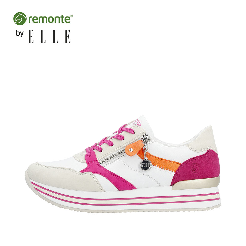 Remonte Women's Style D1323 Athletic Lace-Up With Zip - White Combination K8wOYE1o