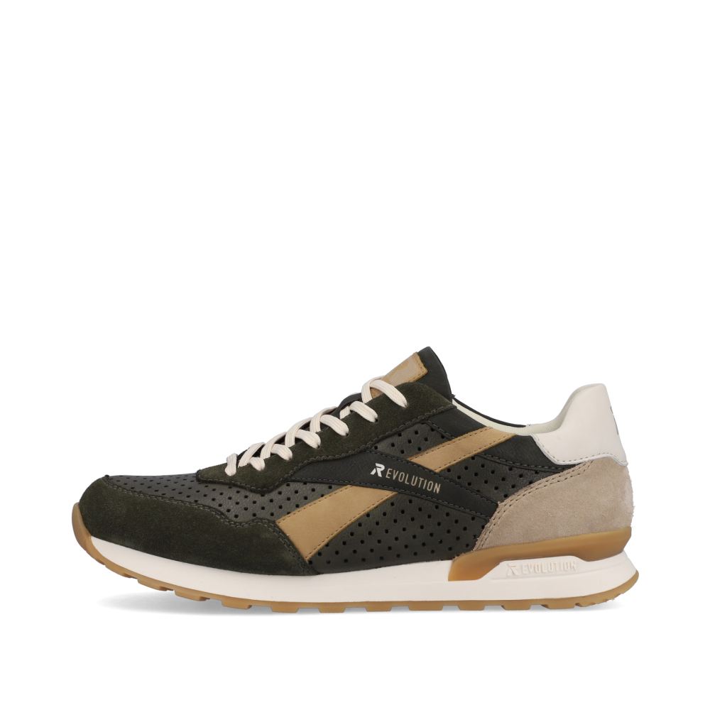 Rieker Evolution Men's Low-Top Sneakers - Forest Green - Clay Beige