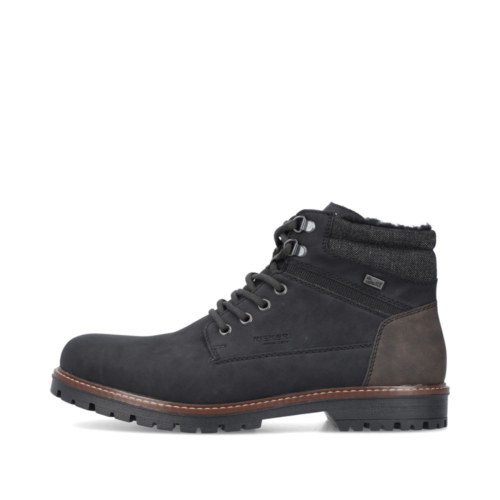 Rieker Men's Lace-Up Boots - Asphalt Black