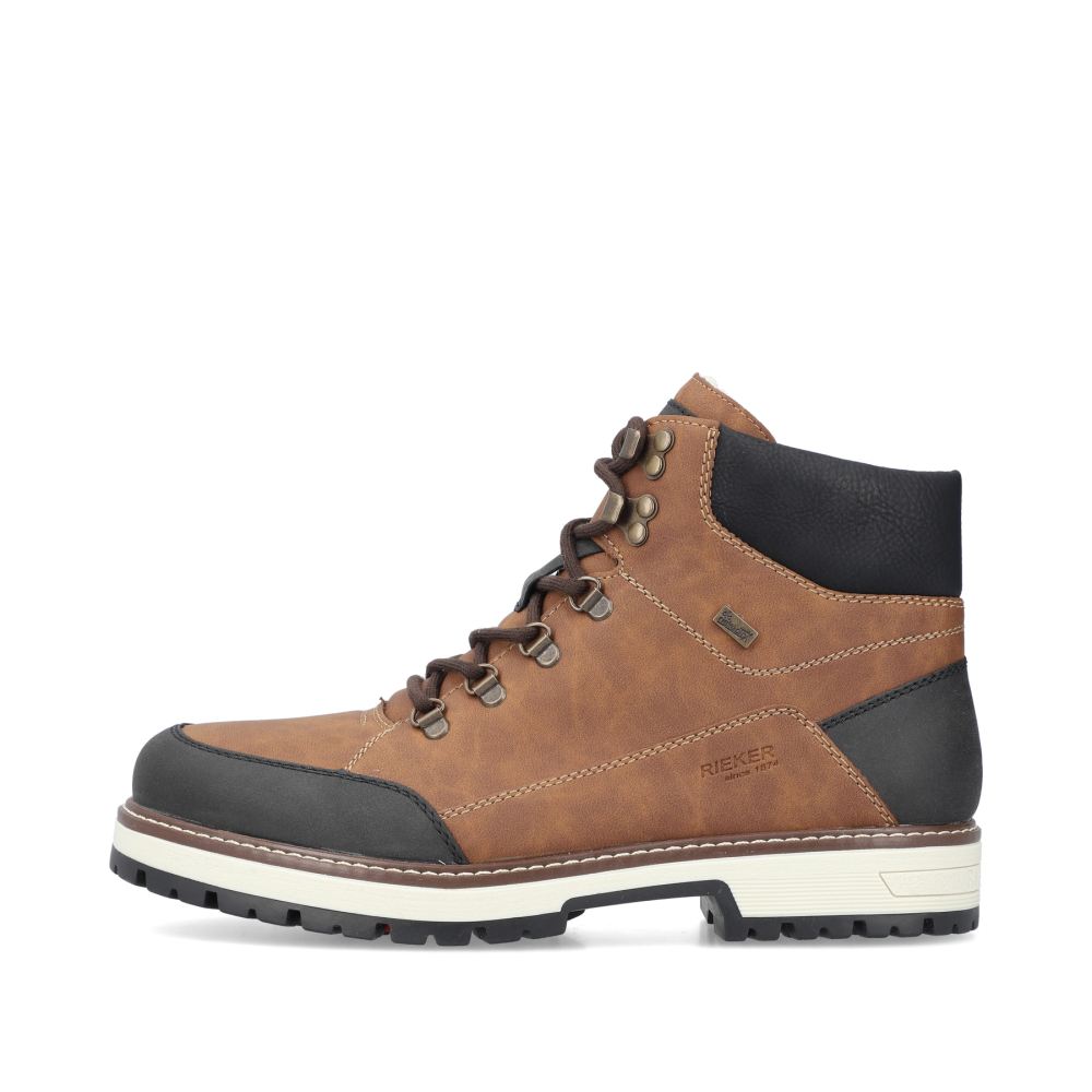 Rieker Men's Lace-Up Boots Light Brown-Black