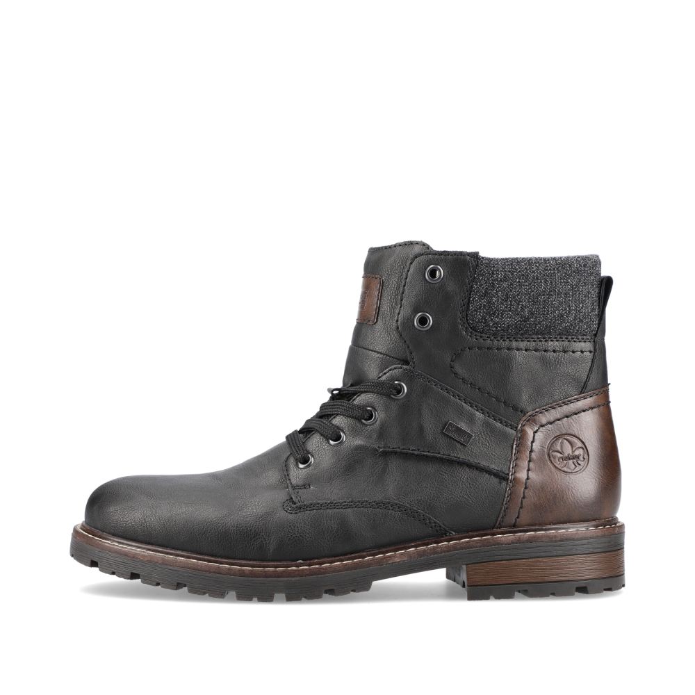 Rieker Men's Lace-Up Boots - Deep Black