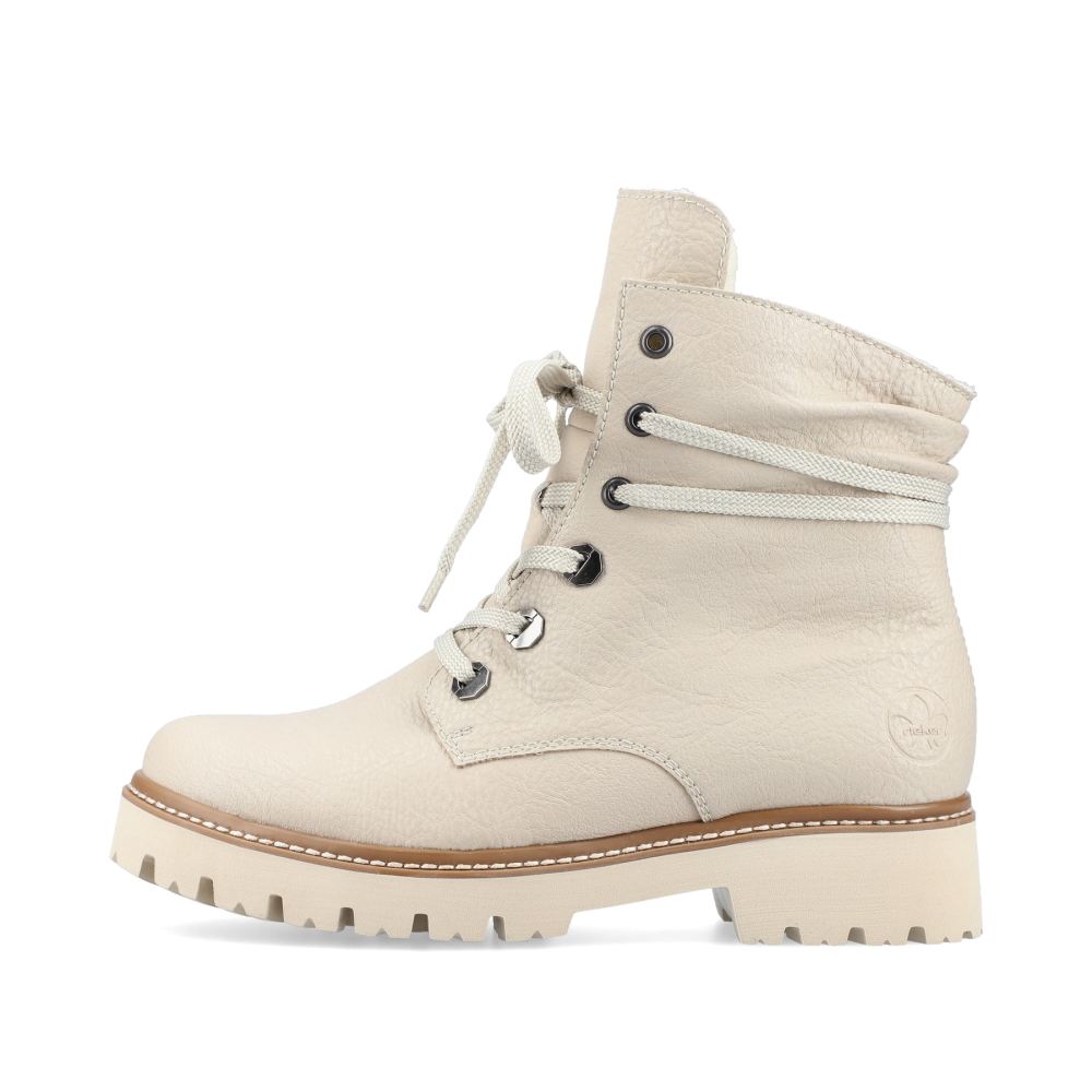 Rieker Women's Lace-Up Boots - Cream Beige