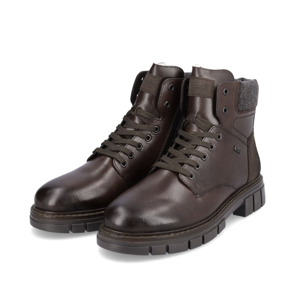 Rieker Men's Lace-Up Boots - Dark Brown