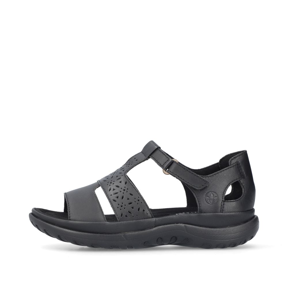Rieker Women's Strappy Sandals - Glossy Black