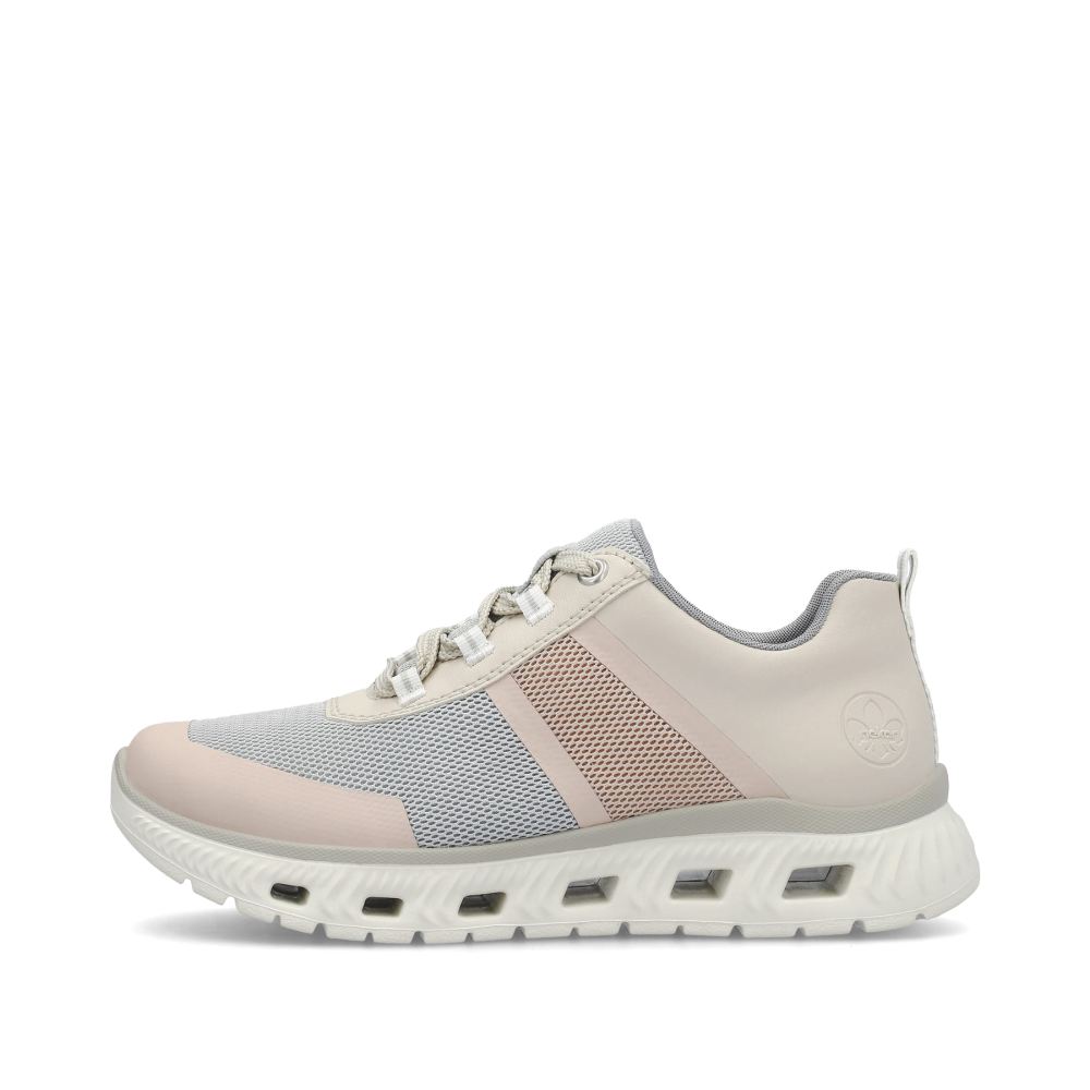 Rieker Women's Low-Top Sneakers - Light Beige-Pastel Blue-Pink