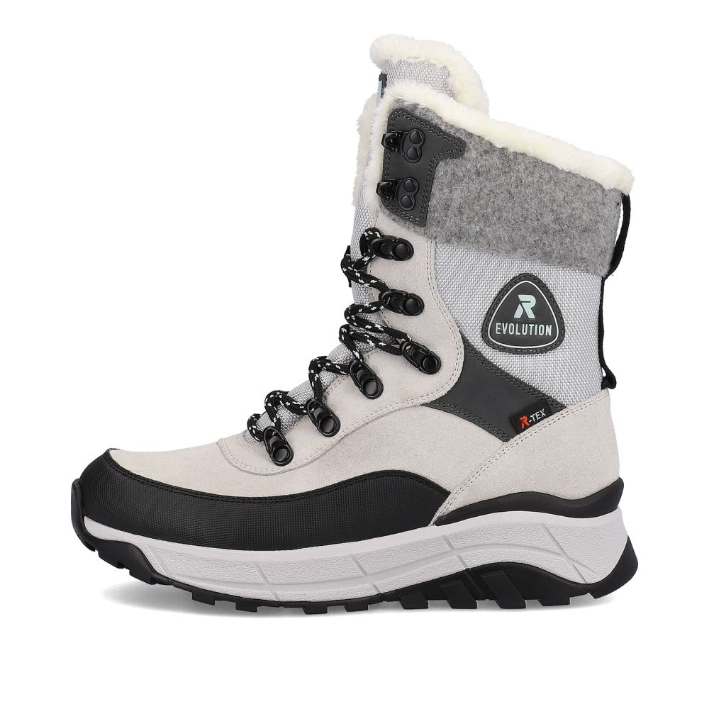 Rieker Evolution Women's Lace-Up Boots - Creamy-White/Black