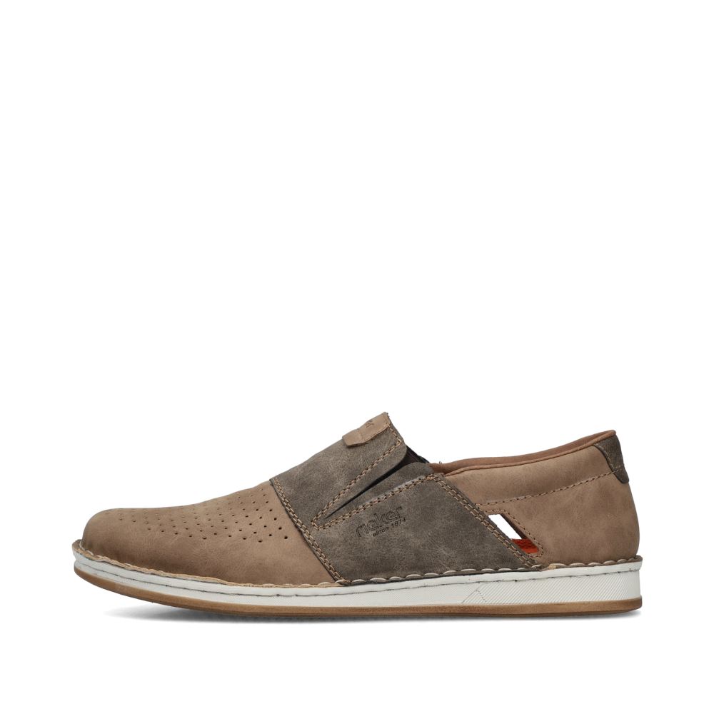 Rieker Men's Slippers - Light Beige-Stone Gray
