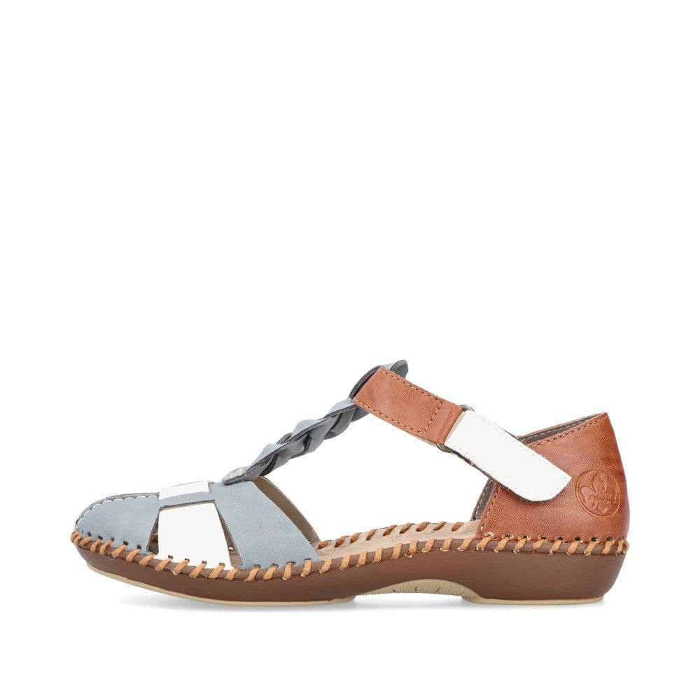 Rieker Women's Strappy Sandals - Sky Blue-Nut Brown