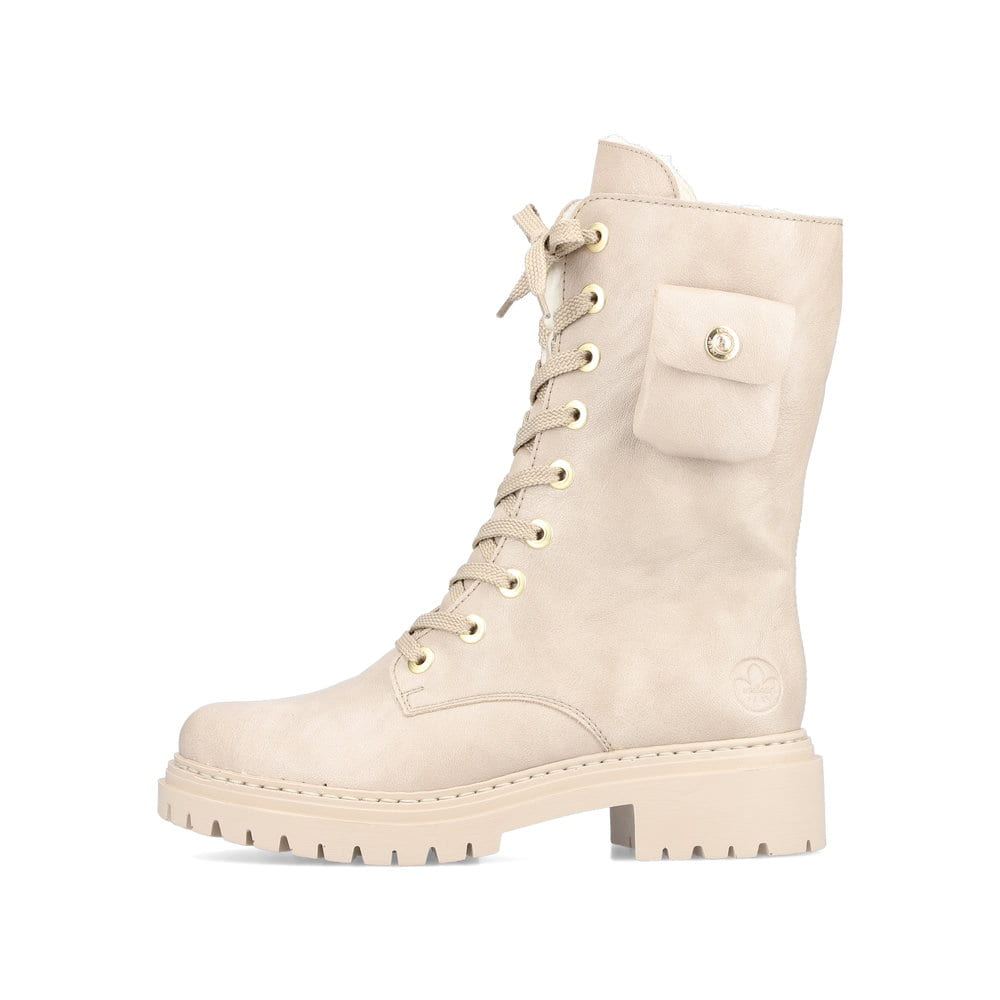 Rieker Women's Biker Boots Cream Beige
