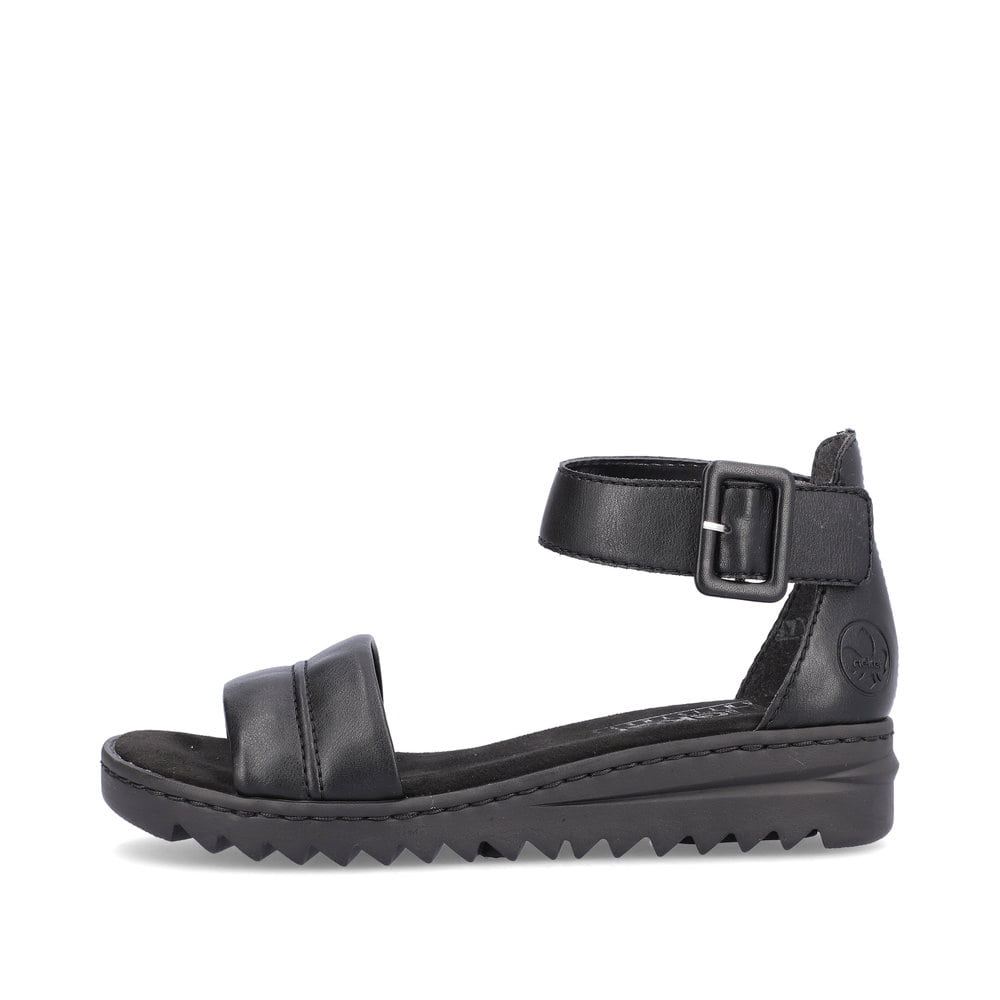 Rieker Women's Wedge Sandals Asphalt Black