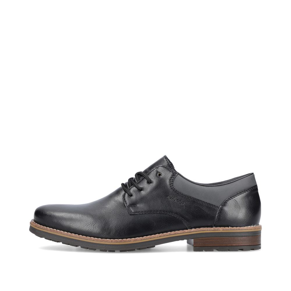 Rieker Men's Lace-Up Shoes - Glossy Black
