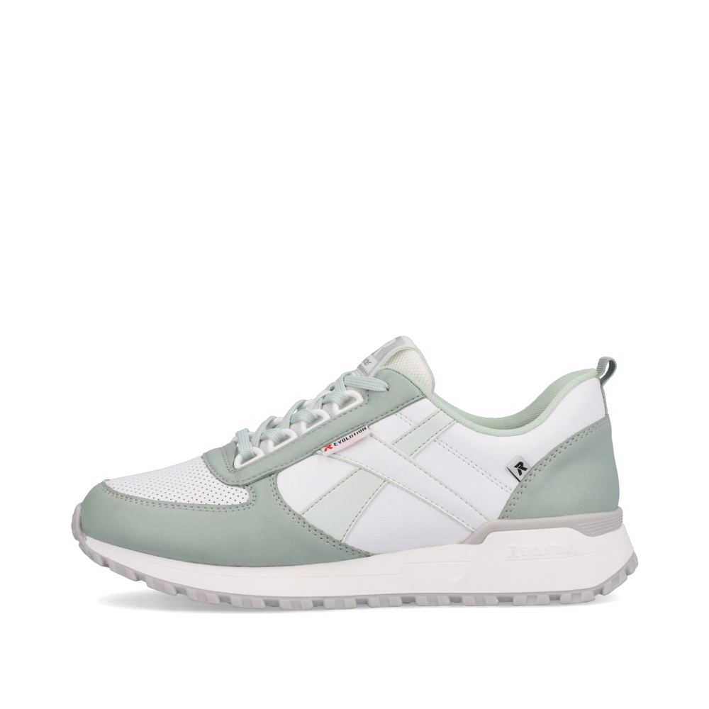 Rieker Evolution Women's Low-Top Sneakers - Mint Green And Swan White