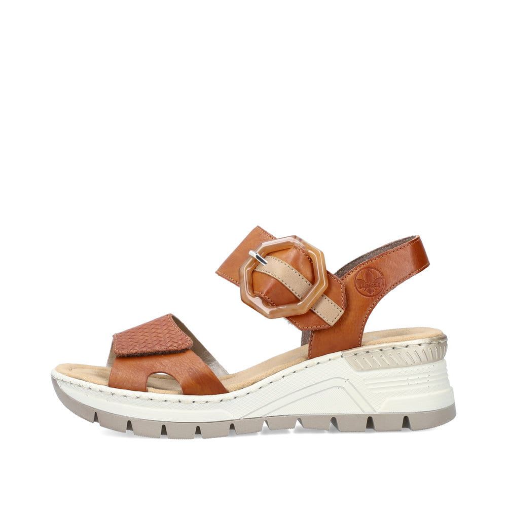Rieker Women's Wedge Sandals - Chestnut Brown
