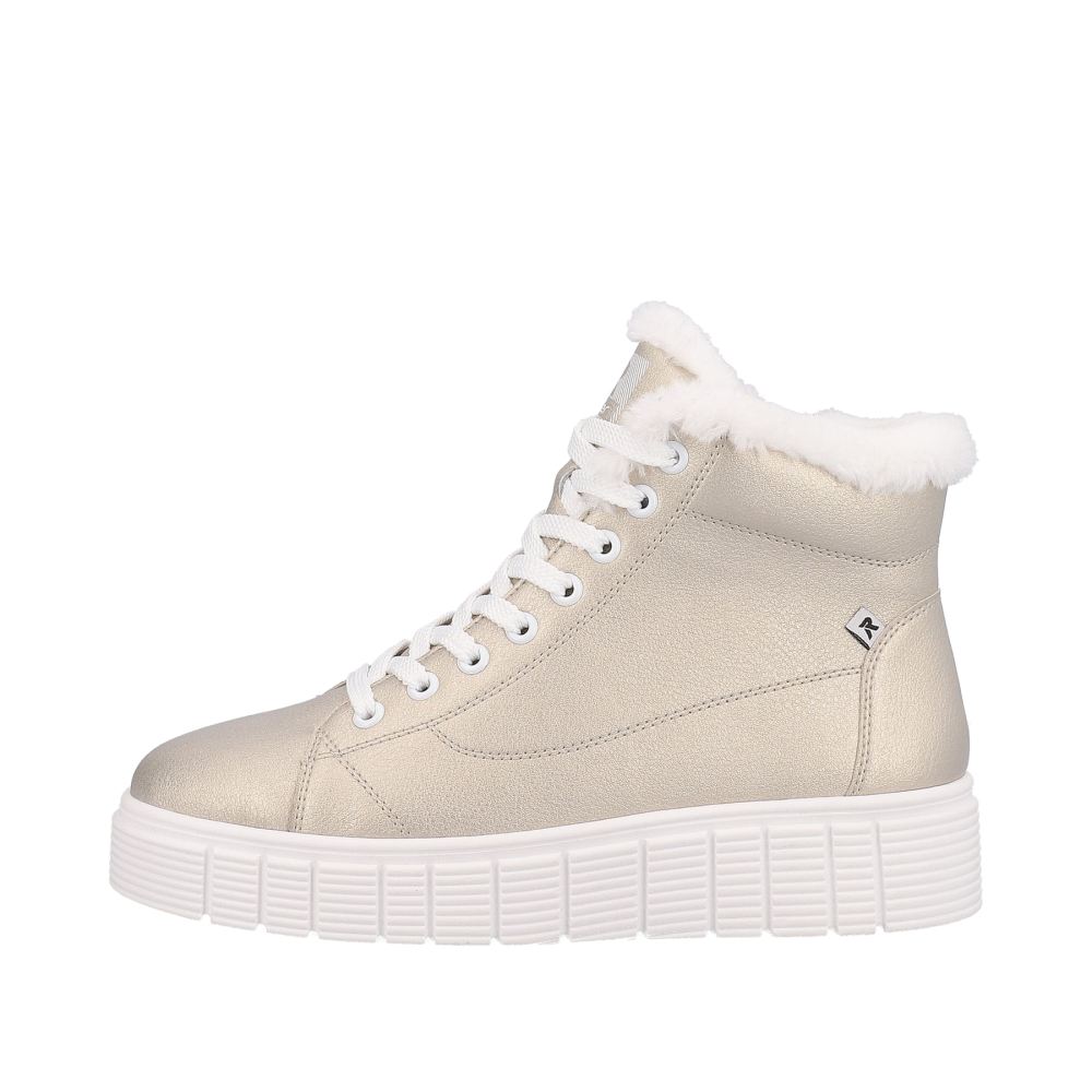 Rieker Evolution Women's High-Top Sneakers - Glittery Goldfrost-White