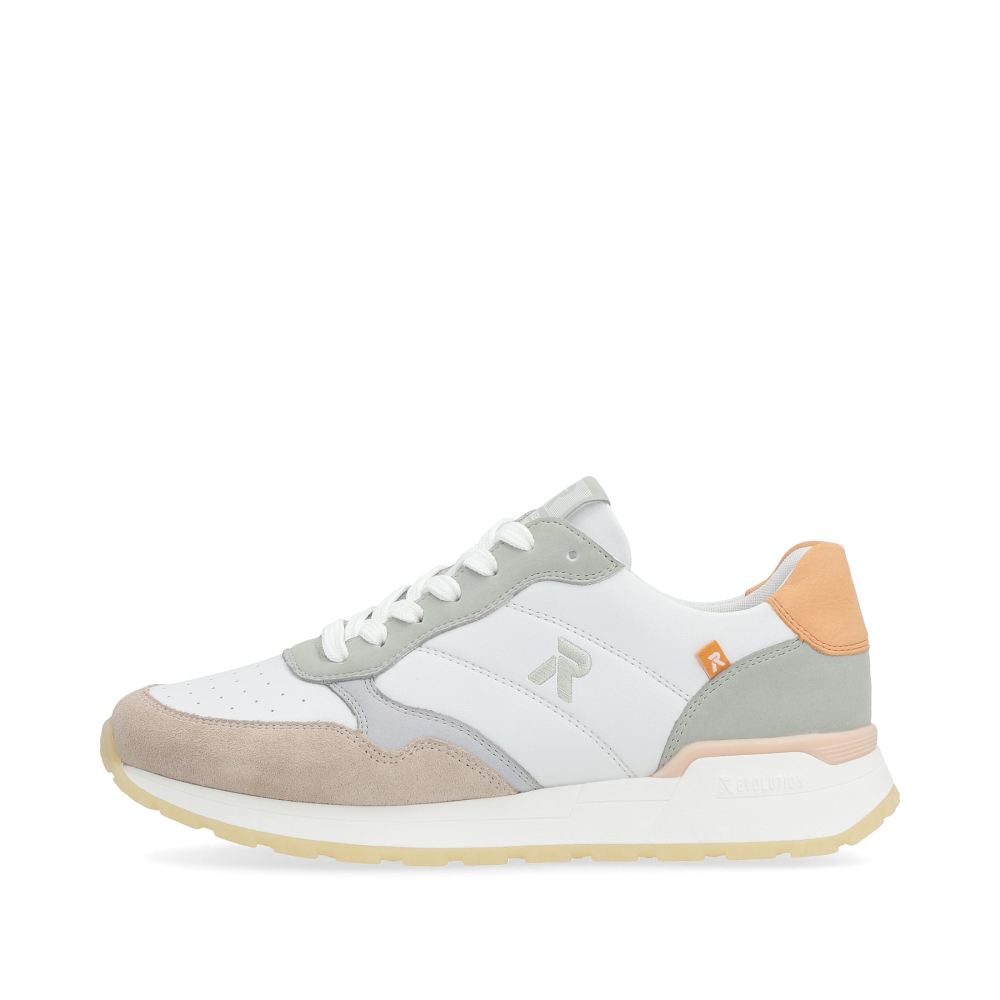 Rieker Evolution Women's Low Sneakers - Pearl-White - Grey-Green