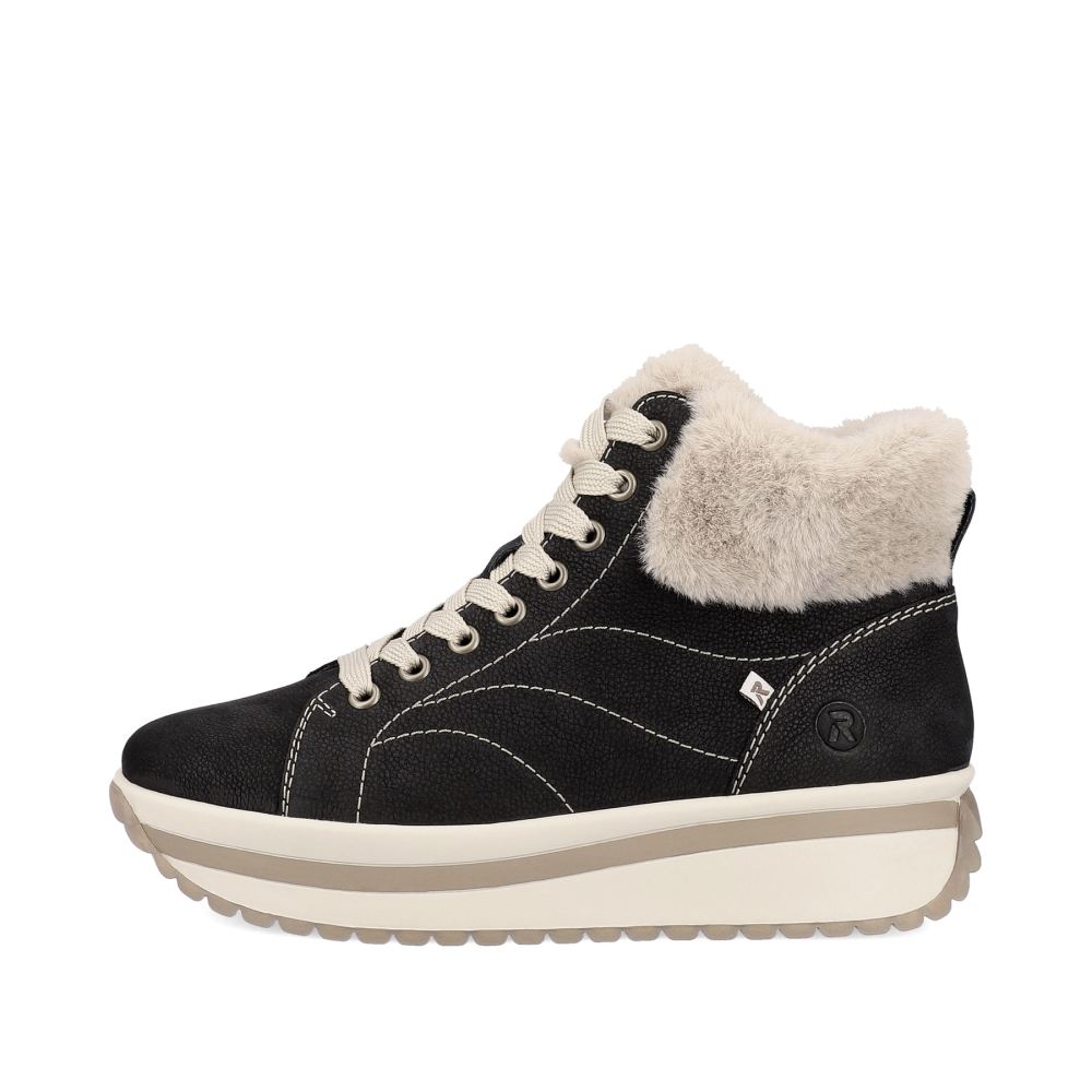 Rieker Evolution Women's High-Top Sneakers - Night-Black/Cream-Beige