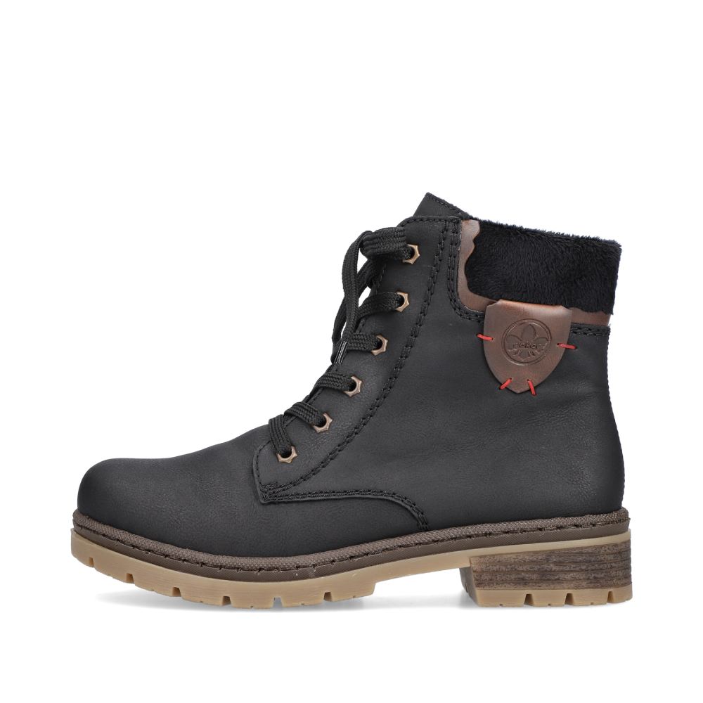 Rieker Women's Lace-Up Boots - Graphite Black
