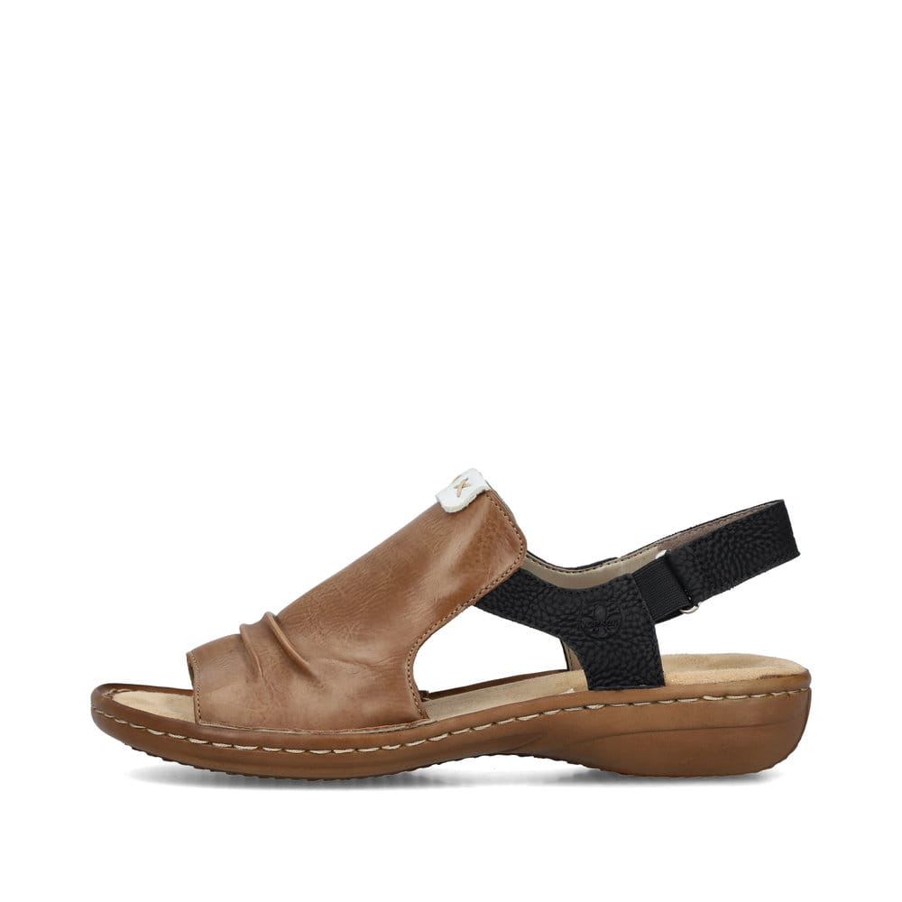 Rieker Women's Strappy Sandals - Nut Brown And Deep Black
