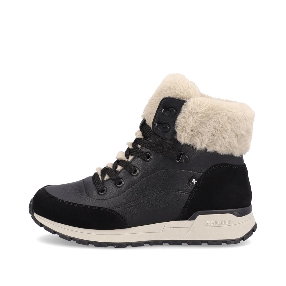 Rieker Evolution Women's Lace-Up Boots - Midnight Black - Stone Grey