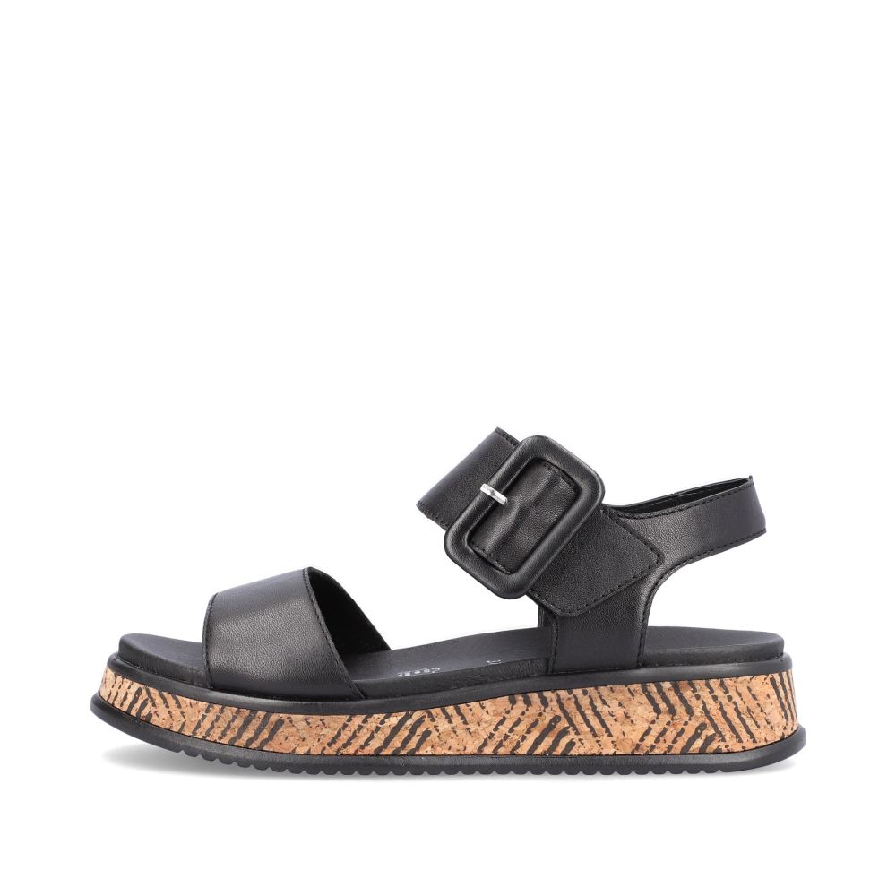 Rieker Evolution Women's Strappy Sandals Midnight Black
