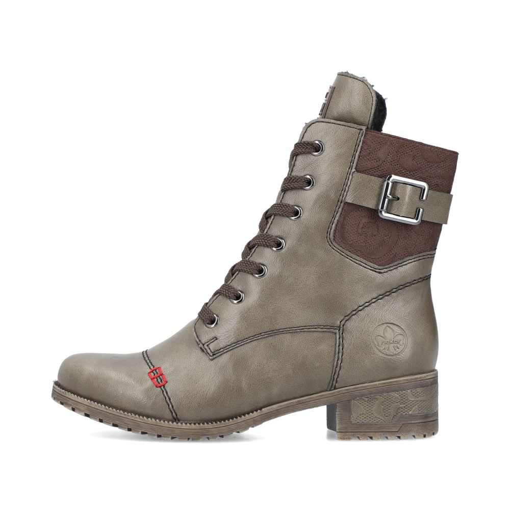 Rieker Women's Lace-Up Boots - Army Green