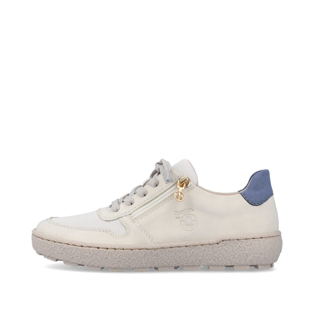Rieker Women's Low-Top Sneakers - Cream Beige-Royal Blue
