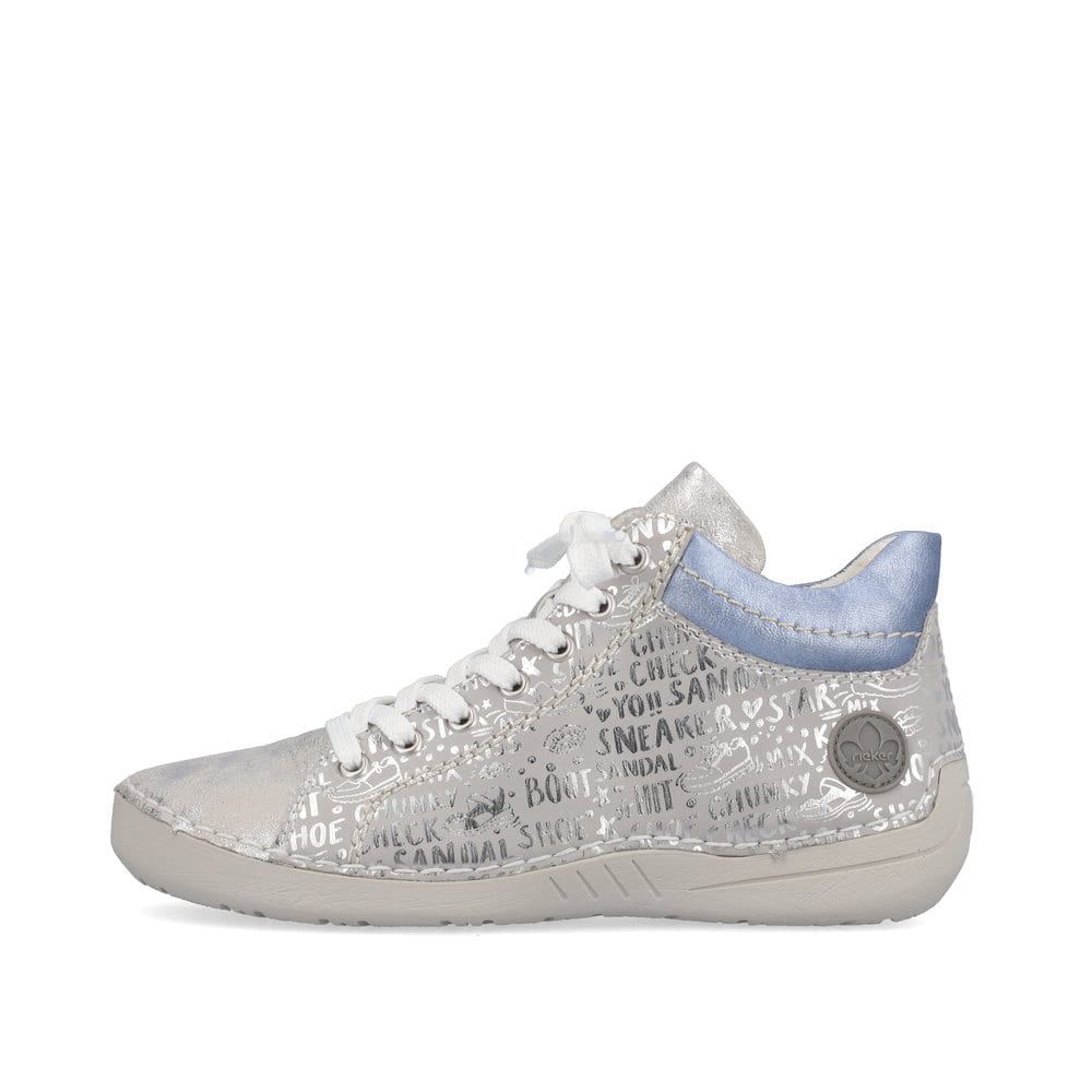 Rieker Women's Lace-Up Shoes - Silver Gray-Sky Blue