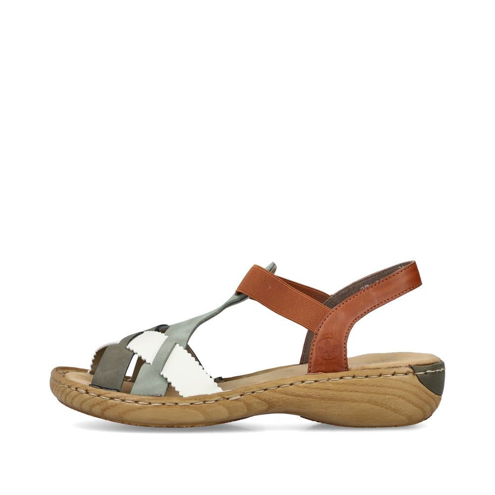 Rieker Women's Strappy Sandalsmint Green - Nut Brown - Edelweiss
